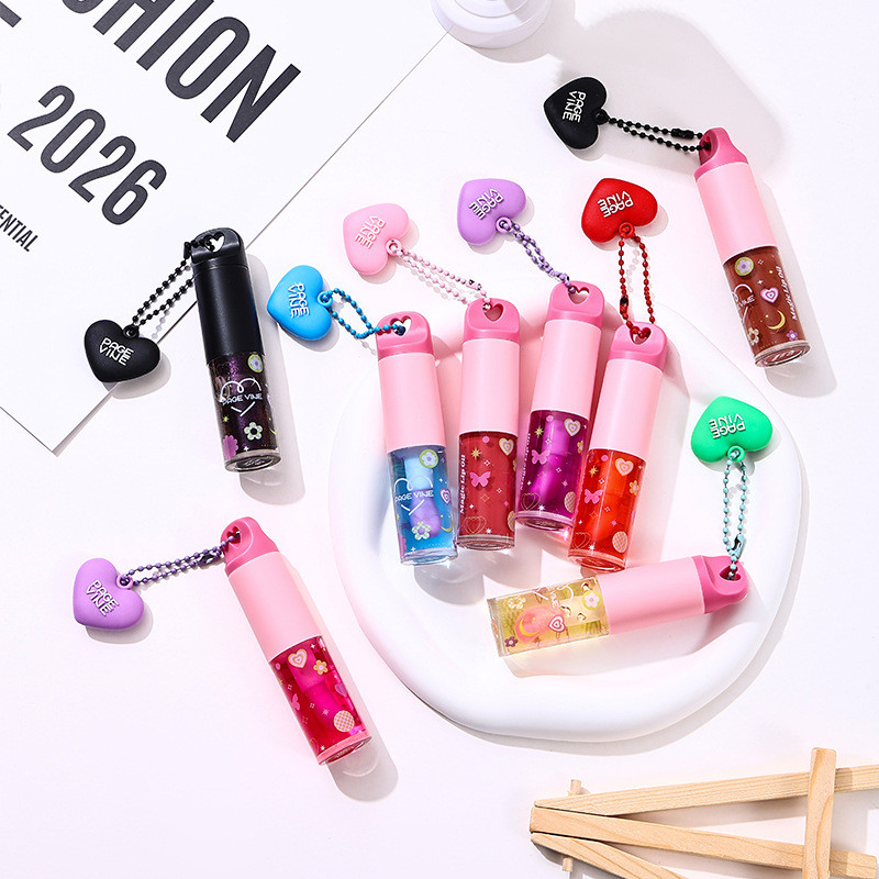 ✨TRANG VINE Thay Đổi Nhiệt Độ Nước Bóng Môi Glaze Trái Tim Mặt Dây Chuyền Dưỡng Ẩm Môi Trang Điểm 25.7.20