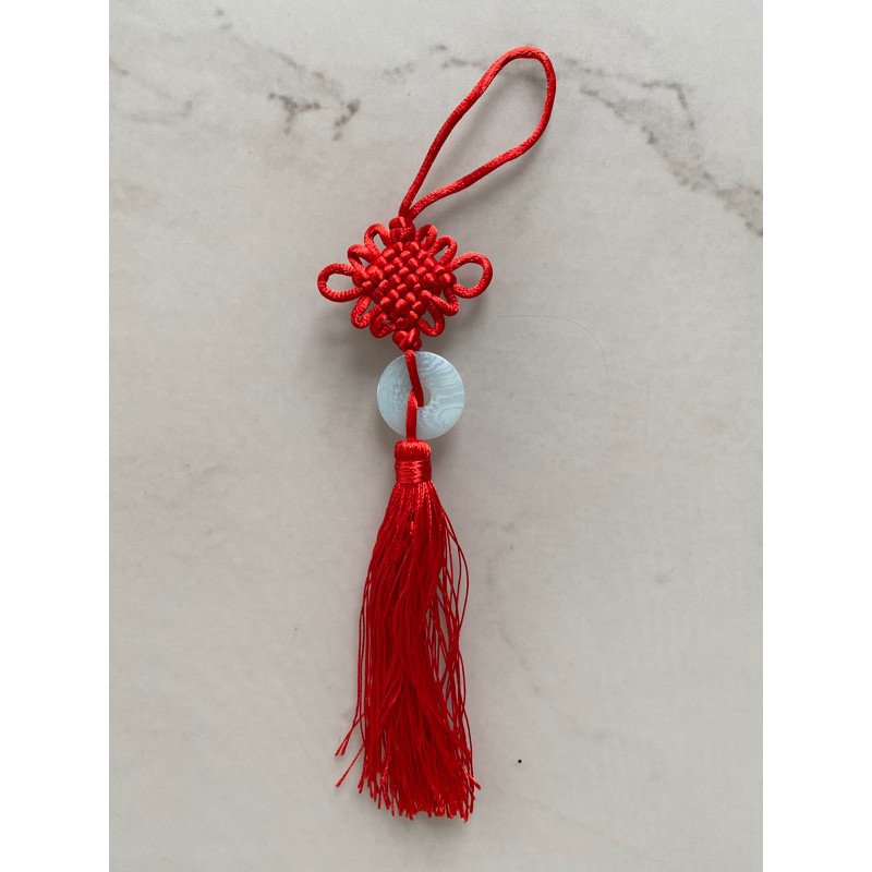 Dây treo tua rua trang trí đồng tâm ngọc bội 26cm, nguyên liệu làm trang sức cổ trang