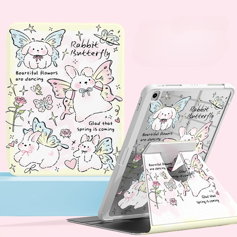 Ốp bảo vệ cho Samsung Galaxy Tab A7 lite 8.7inch Tab S6 lite 2024 S10ULTRA A9 + S7 + / S8 + / S7FE S9 FE + S10 FE + Vỏ máy tính bảng hoạt hình có giá đỡ bút chì