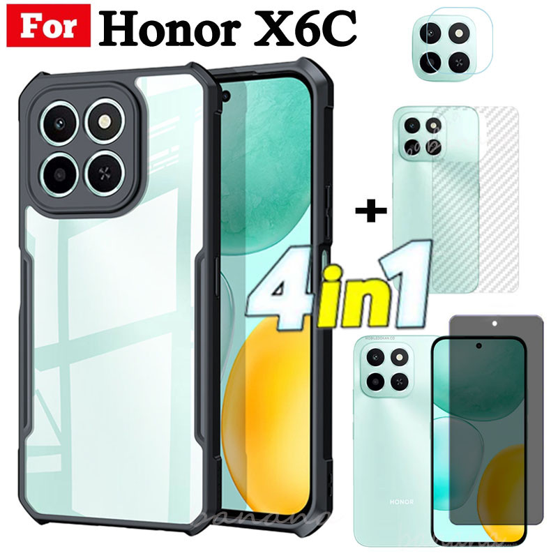 Ốp Điện Thoại Chống Sốc 4 Trong 1 Honor X6C Cho Honor X6B X7C X7B X8C X8B Bảo Vệ Toàn Diện Kính Cường Lực Bảo Vệ Màn Hình Và Phim Ống Kính Và Phim Mặt Sau