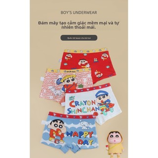 Quần lót bé trai Crayon Shinchan loại A - Cotton co giãn, thoáng mát, không gây bí, set 4 cái