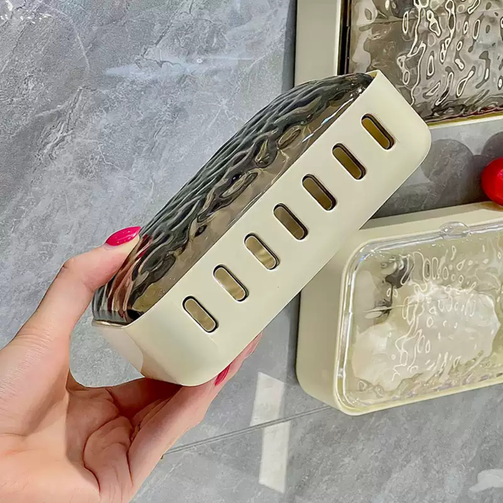 Kệ Đựng Xà Phòng Dán Tường Có Nắp Đậy Kín Chống Nước, Kệ Đựng Xà Bông Rửa Tay Nhà Tắm