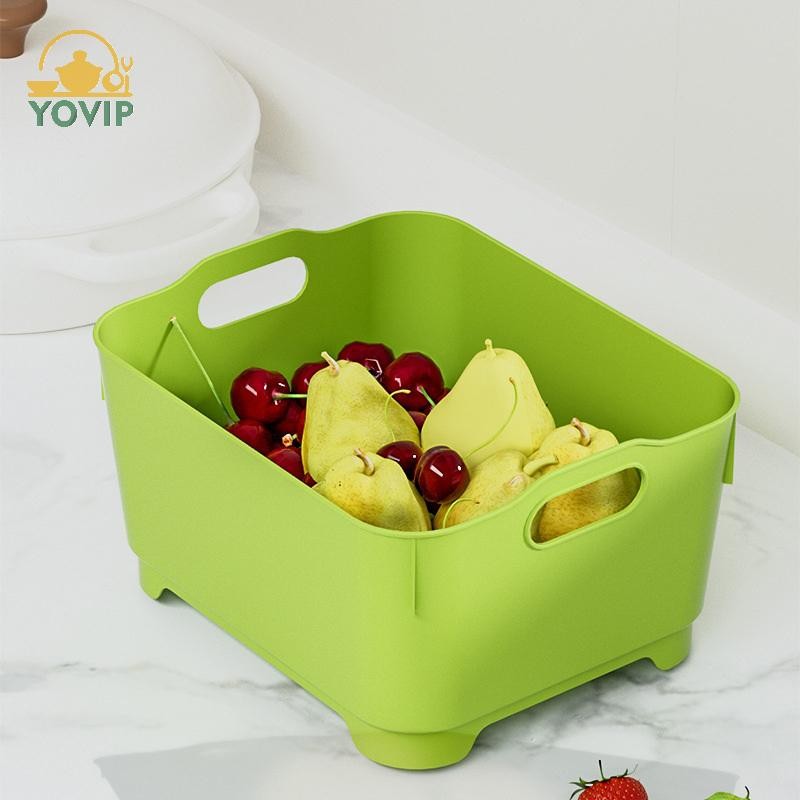 YOVIP Hộ Gia Đình Đơn Giản Di Động Trọn Bộ Giỏ Rửa Rau Nhà Bếp Giỏ Thoát Nước Dày Di Động Bồn Rửa Rau Giỏ Giặt VN