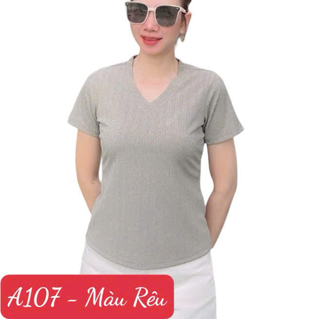 A107 Áo thun Nữ Cổ Tim - Vải Thun tăm siêu