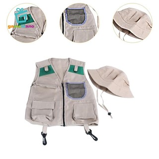 Gamchiano Trẻ Em Explorer Áo Vest Và Mũ Trang Phục Đồ Chơi Trẻ Em Explorer Bộ Dụng Cụ Trẻ Em Ngoài Trời
