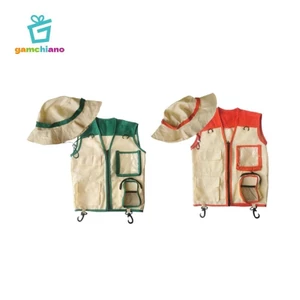Gamchiano Trẻ Em Explorer Vest Và Mũ Hàng Hóa Áo Vest Và Mũ Cho Bé Trai Bé Gái Trẻ Em Trang Phục Cho Công Viên Ranger Cổ Sinh Vật Học Câu Cá Cắm Trại