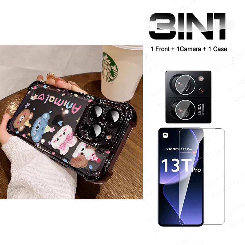 Ốp Lưng Gấu 3 In1 Dễ Thương Cho Vivo X200 X200S X200U X200pro X200pro mini, IQ00 NEO5 NEO7 SE 8 PRO 9 9 PRo 10 Vỏ Điện Thoại Vỏ Mềm Bảo Vệ Chống Rơi