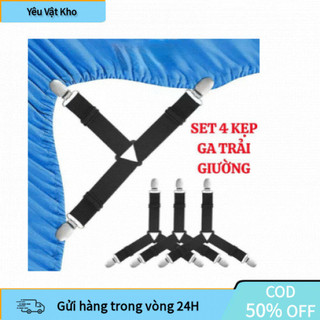 【COD】Bộ Kẹp Drap Giường 4 Cái – Giữ Cố Định Ga, Chống Xô Lệch, Dây Co Giãn Dễ Dùng