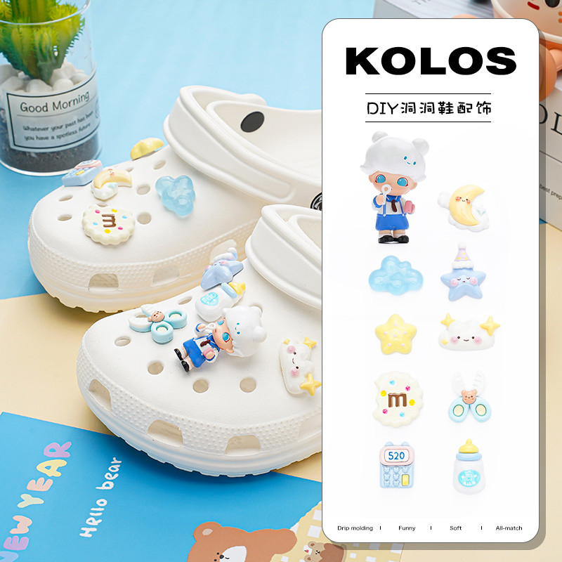Phụ kiện lỗ giày Pop Mart Gấu dễ thương DIMOO, hoa giày, cá sấu, khóa có thể tháo rời, tháo rời, ins, hoa giày
