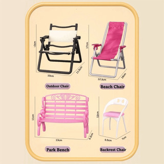 Mô hình nội thất mini RISEDOT, Kích thước nhỏ Phong cách giải trí Nhà búp bê Ghế giải trí, Thiết kế gấp thu nhỏ Đạo cụ ảnh Ghế mô hình Ghế cắm trại mini Trang trí nội thất