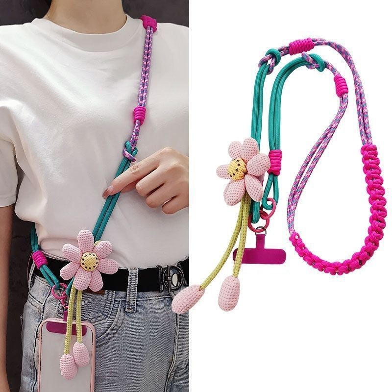Dây dài điện thoại di động!!!Phụ Kiện Điện Thoại Di Động Hoa Sáng Tạo Dây Điện Thoại Di Động Dài Đeo Ngang Có Thể Lưng Đa Năng Màu Sắc Tương Phản Di Động Ngoài Trời Camera Liên Kết Mạnh Mẽ