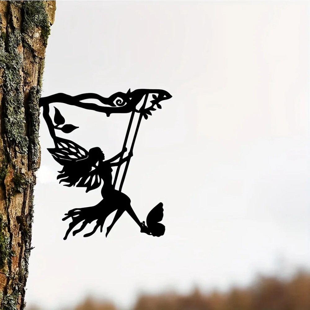 Swing Elf Metal Wall Art Decor cho sân vườn tại nhà Tượng ngoài trời