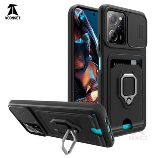 Dành Cho Xiaomi POCO X5 Pro 5G Ốp Lưng 4 Trong 1 Trượt Camera Bao Đựng Thẻ Đứng Vuông Freebie Dây Chống Sốc Chống Rơi Mỏng Mềm TPU Cover