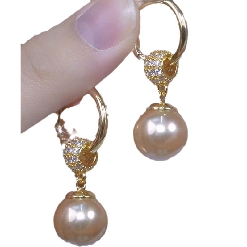 Bông tai tua rua ngọc trai mạ vàng 18K, không gây dị ứng