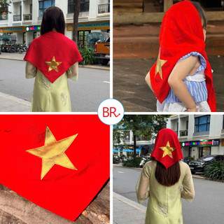 [2/9] Khăn Quàng Đỏ Sao Vàng Nhũ 2 Lớp, Khăn Cờ Tổ Quốc, Khăn Yêu Nước Tự Hào Việt Nam, Quà Tặng Lưu Niệm Yêu Nước