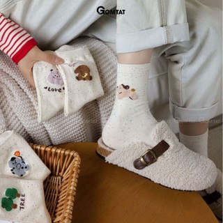 Set 5 đôi tất cao cổ nữ họa tiết cây thú GOMTAT, vớ chân phong cách Hàn Quốc cute, chất cotton mềm mịn – JIN-2518-CB5