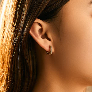 Bông Tai Vuông Đính Zircon Mạ Vàng, Thiết Kế Sang Trọng Nhẹ Nhàng