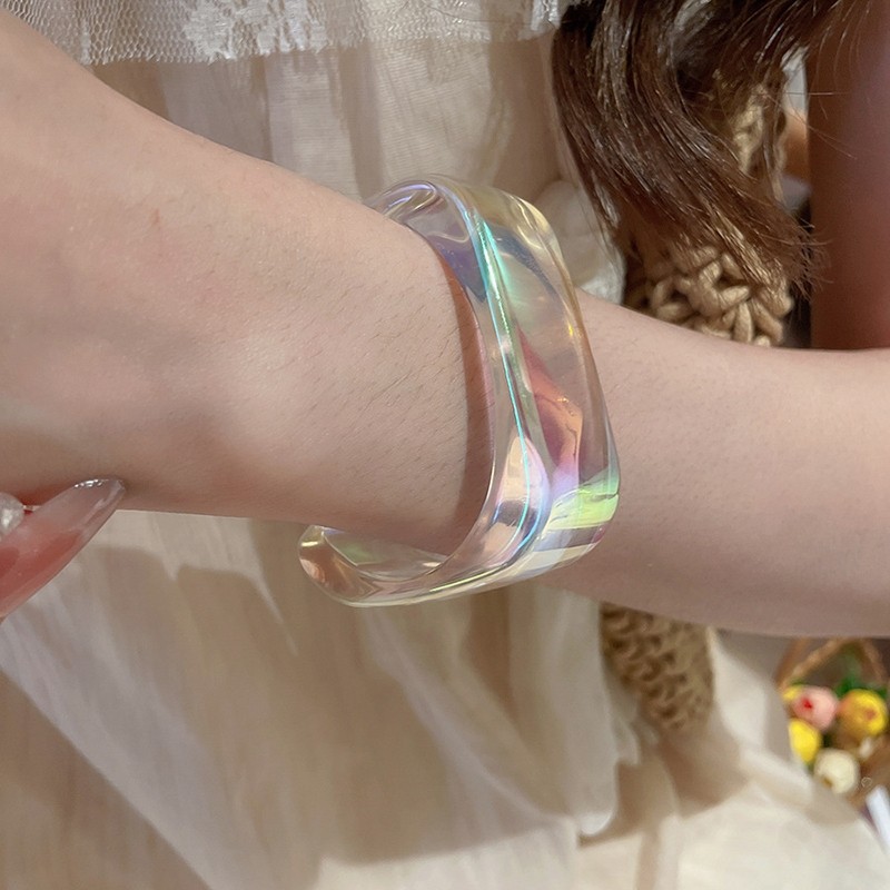 Vòng tay acrylic thời trang châu Âu và Mỹ, đa năng, phù hợp cho nữ