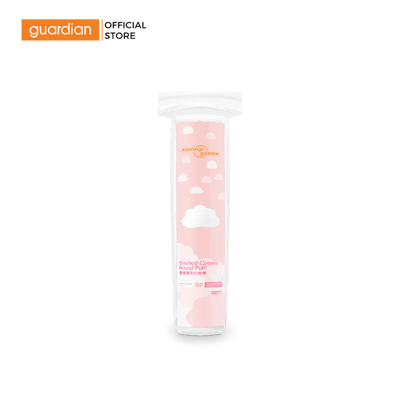 Bông Tẩy Trang Dạng Tròn Dập Viền Mannings Guardian Stitched Cotton Round Puff 120 Miếng | Guardian Việt Nam