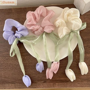 Kẹp tóc nơ ruy băng tulip OUSXA, phù hợp cho nữ và bé gái