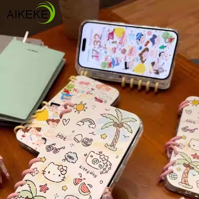 Crayon Shin-chan Flip Book Ốp Lưng Điện Thoại Samsung Galaxy A16 A36 A56 A06 A05s F05 M05 S24 S23 S22 S21 S20 Ultra FE 5G 4G Vỏ Hoạt Hình Dễ Thương Kitty Mềm Giá Đỡ Vỏ Trong Suốt