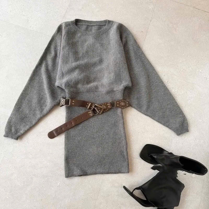 Váy Len Trễ Vai Dài Tay Ôm Hông (Không Có Đai) KCloset Đầm Ôm Body Siêu Hách Dáng Phong Cách Hàn Quốc NA986