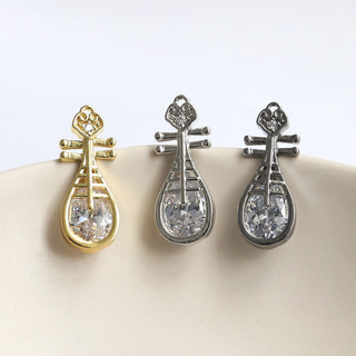 Mặt dây chuyền kẻ sọc zircon đồng mạ vàng thật, style phù thủy yêu tinh, thiết kế DIY handmade baroque