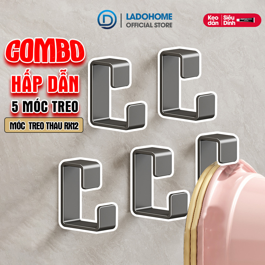 Combo 5 móc treo thau chậu, treo rổ rá RX12, thép không rỉ sơn nhiệt ...