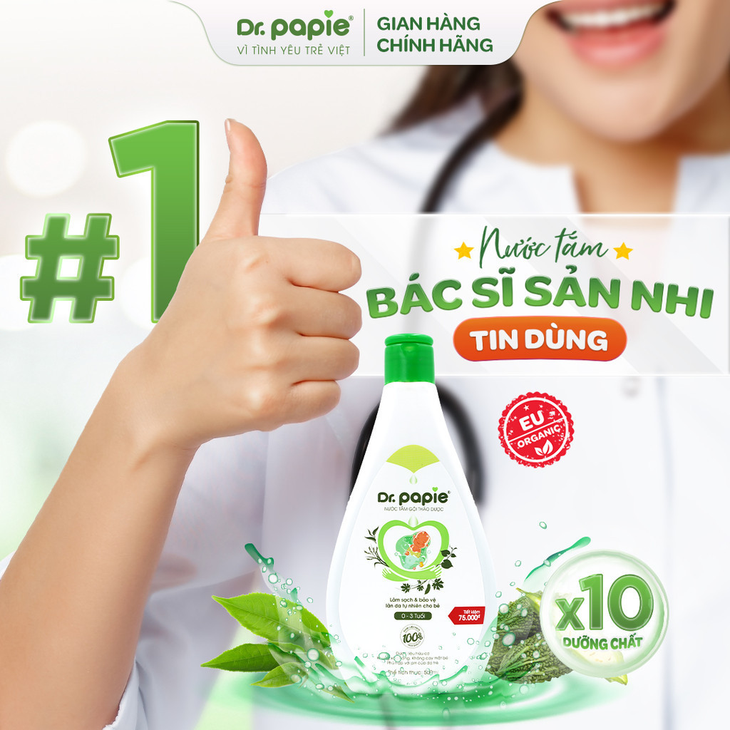 Mô tả Combo 2 Nước Tắm Thảo Dược Dr Papie Giúp Giảm Mẩn Ngứa Và Rôm Sảy, Hỗ Trợ Làm Sạch, Mát Da Bé - Chai 500ml - 7