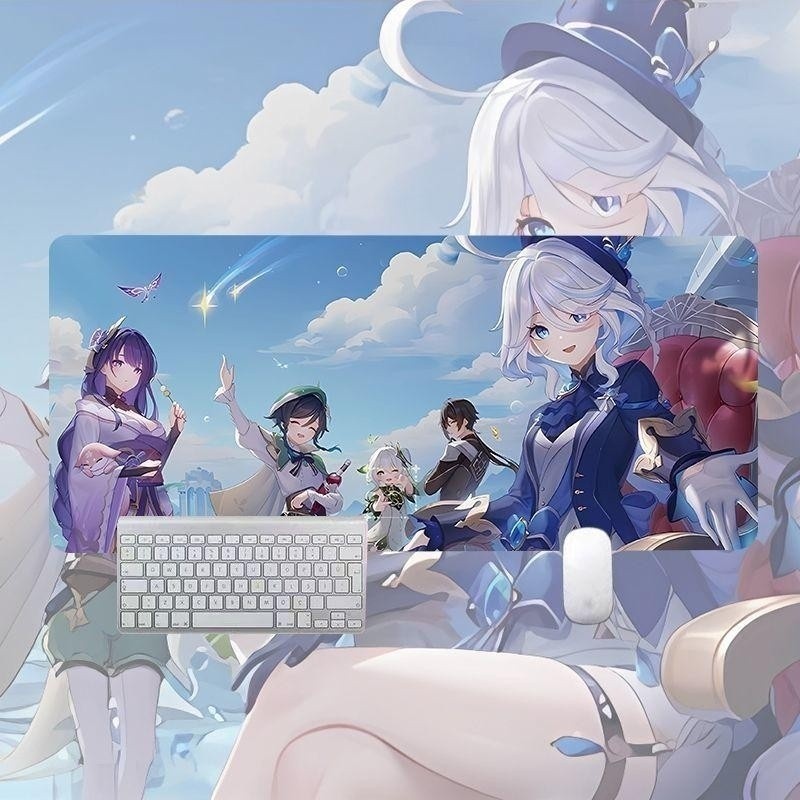 Miếng Lót Chuột Chơi Game Furina Focalors Cho Genshin Impact Gamers Bàn Phím Máy Tính Dày Cực Lớn Bàn Phím Bàn Thảm Cao Su (FDU)
