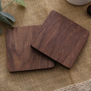 Trang Trí Nhà Cửa Gỗ Coaster Đen Quả óc chó Trà Coaster Tấm Cách Nhiệt Sáng Tạo Vuông Tròn Gỗ Chắc Chắn Coaster