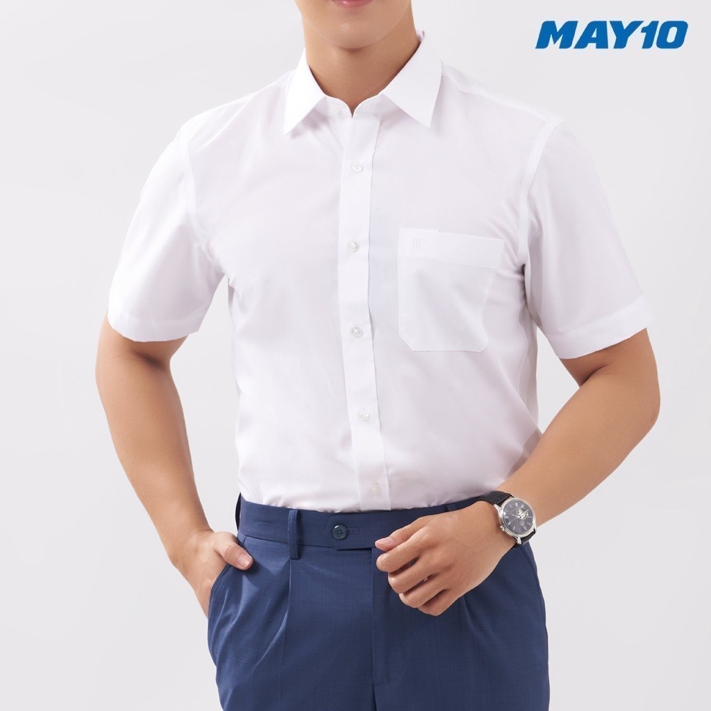 Mô tả Áo sơ mi trắng nam cộc tay May 10 mã 010122932WON AT049 dáng suông - 2