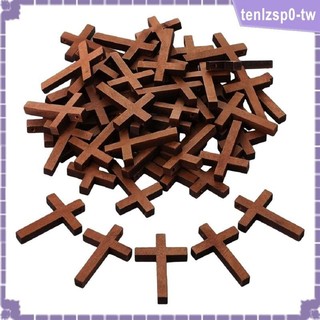[tenlzsp0] 100 Chiếc Quyến Rũ Chữ Thập Bằng Gỗ, Mặt Dây Chữ Thập Nhỏ Cho Vòng Cổ DIY, Vòng Tay, Bông Tai