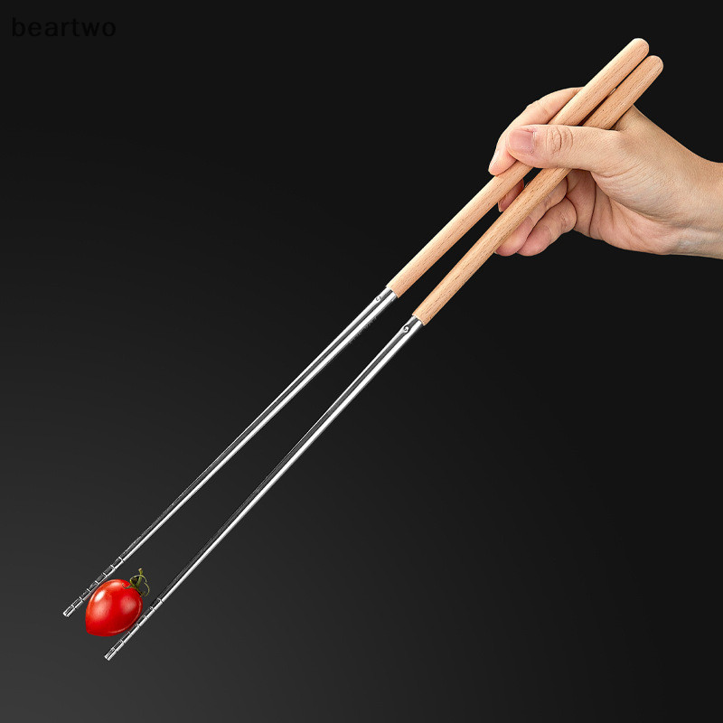 < Beartwo > Đũa Inox Dài Đũa Nấu Mì Chiên Sâu Lẩu Trung Quốc Đũa Kim Loại Có Thể Tái Sử Dụng Bộ Đồ Ăn Đẹp
