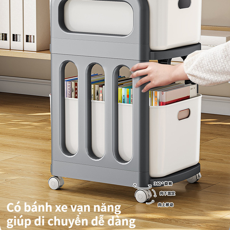 Kệ đựng đồ đa năng 3 tầng,Giá Để Đồ Xe Đẩy Di Động Dưới Bàn,Kệ Đựng Đồ Đa Năng Tặng sticker