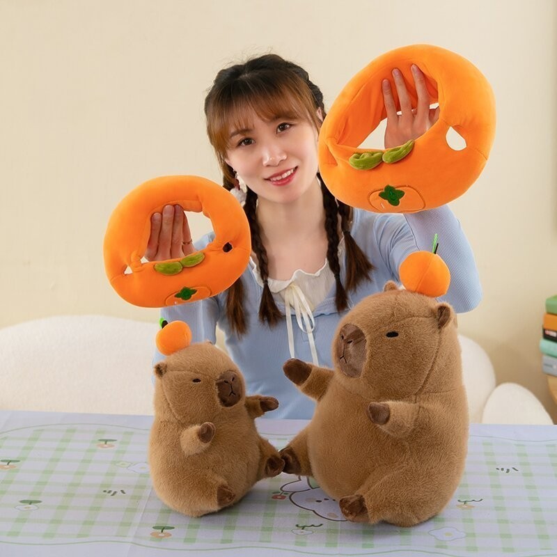 Capybara Cam Gấu Bông Capybara Đeo Phao Cam Dễ Thương Capybara Cam Đeo Phao Mẫu Mới Chất Liệu Vải Lông Thỏ Cao Cấp