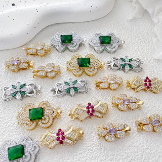 Mặt dây chuyền đôi mạ vàng, khóa ngọc trai zircon, đầu nối dây chuyền, phụ kiện trang sức DIY cho vòng tay và dây chuyền