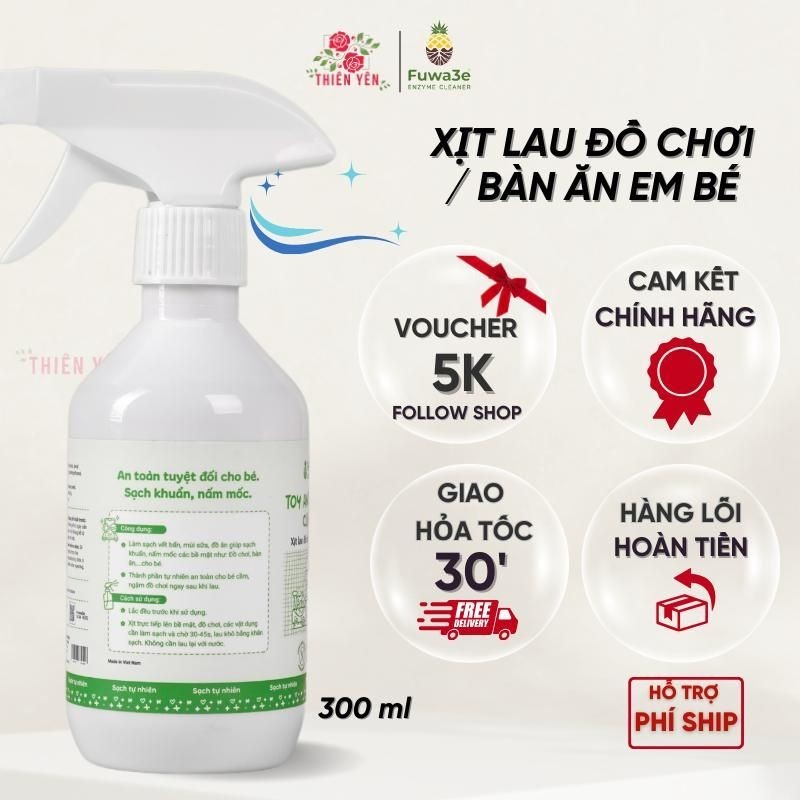 Xịt kháng khuẩn em bé an toàn KỂ CẢ TRONG PHÒNG KÍN - Fuwa3e 0.3l  TINH DẦU bạc hà 100% THIÊN NHIÊN