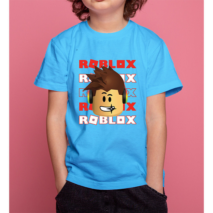Roblox phim hoạt hình in trẻ em Vòng cổ T-shirt, trẻ em ngắn tay áo thể thao