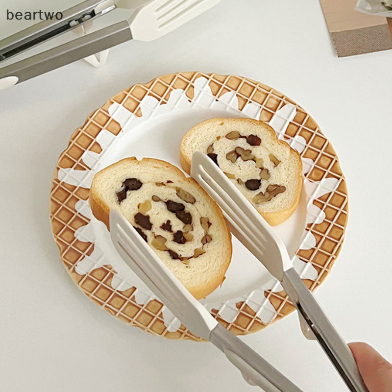 < Beartwo > Kẹp thực phẩm bằng thép không gỉ Kẹp bếp bằng silicon chống trượt Kẹp nấu ăn Bbq Dụng cụ Salad nướng Phụ kiện nhà bếp Đẹp