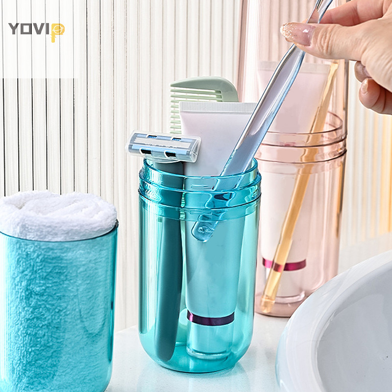 Yovip Kem Đánh Răng Trong Suốt Đựng Bàn Chải Đánh Răng Du Lịch Phòng Tắm Tổ Chức Di Động Cốc Rửa Hộp Bảo Quản Bàn Chải Nhựa Nước súc Miệng VN