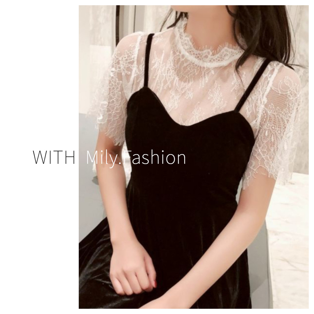Milyfashion Pure Desire All-Match Mi Ren Nhìn Xuyên Qua Top Giữa Tay Đáy Áo Sơ Mi