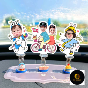 Trang trí nội thất ô tô theo yêu cầu, đồ trang trí ô tô, đầu lắc gắn trên ô tô, avatar hoạt hình dễ thương cho bé tra