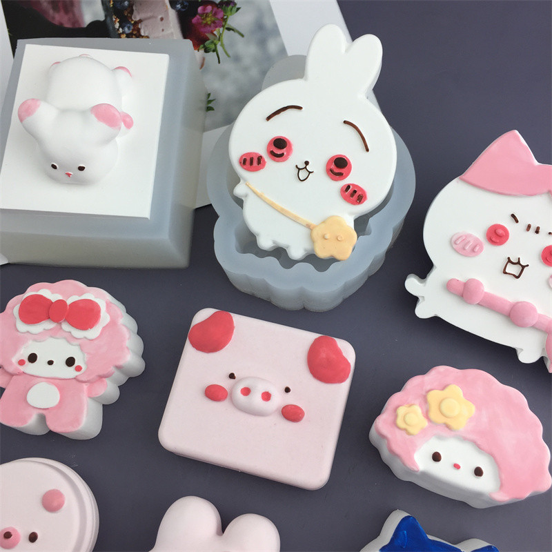 Thỏ Mèo Lợn Bánh Hình Bánh Mì Nướng Mô Hình Khuôn Silicon Mochi Đồ Chơi Khuôn Fondant Hương Liệu Thạch Cao Khuôn Bánh Sô Cô La Khuôn Làm Bánh DIY Khuôn Nướng Khuôn