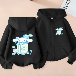 2024 Cinnamoroll Hoạt Hình Áo Khoác Bé Gái Zip Up Thu Đông Áo Khoác Có Mũ Trùm Đầu Thời Trang
