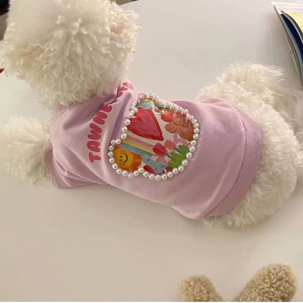 Áo nỉ Teddy dễ thương, Thích hợp cho Pomeranian và Bichon, Thiết kế chống xỉn màu, Quần áo thú cưng cho chó chui đầu mùa hè