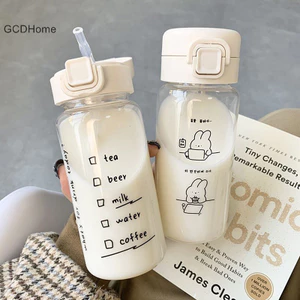 Gcdhome Hoạt Hình Bình Nước Có Ống Hút Dễ Thương Nhựa Uống Di Động Chống Rò Rỉ Đồ Uống Để Uống Sữa Cà Phê Trà HOT