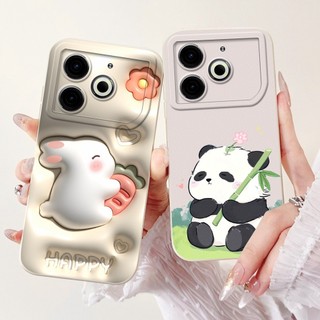 Vỏ bảo vệ ống kính Tecno Pova 6 Neo Pova6 Neo 2024 Vỏ điện thoại silicon mềm hình gấu trúc dễ thương
