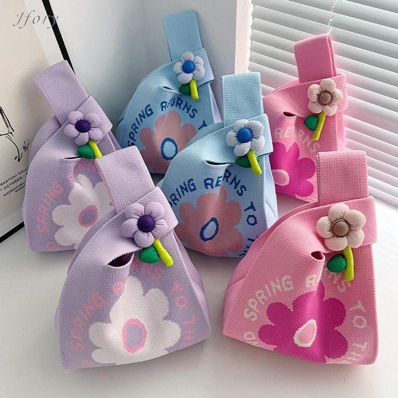 Túi đeo tay Jfory Knot Túi Tote móc Túi dệt kim tay thẩm mỹ