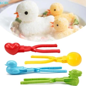 Máy làm khuôn gạo hình con vịt dễ thương Kẹp trẻ em Khuôn cơm vịt nhựa ngoài trời DIY Máy làm quả cầu tuyết Khuôn Sushi có tay cầm [BK]